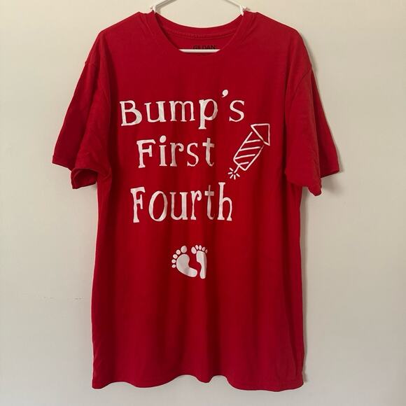 Gildan Women’s Red‎ Fourth of July Pregnancy Shirt XL - Picture 1 of 3